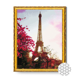 Copaci înfloriți la Paris, 40x50 cm, mozaic cu diamante