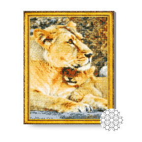 Tandrețea leilor, 40x50 cm, mozaic cu diamante
