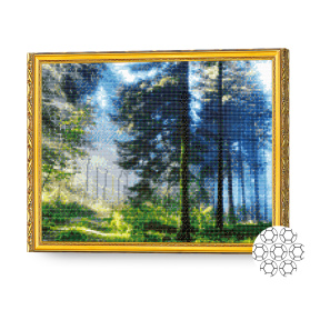 Ziua însorită în pădure, 40x50 cm, mozaic cu diamante