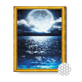 Mega luna peste mare, 40x50 cm, mozaic cu diamante