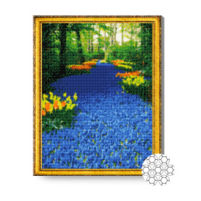 Drumul din flori albaștri, 40x50 cm, mozaic cu diamante
