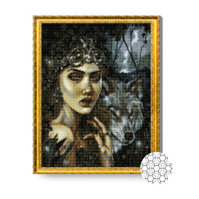 Fată și lupul, 40x50 cm, mozaic cu diamante