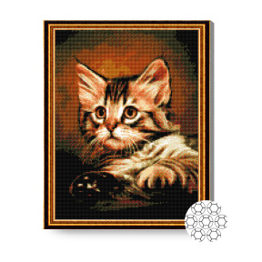 Полосатый котенок, 40x50 см, алмазная мозаика