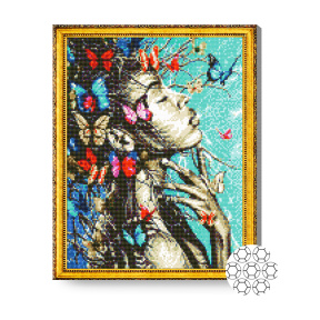 Fluturi în păr, 40x50 cm, mozaic cu diamante