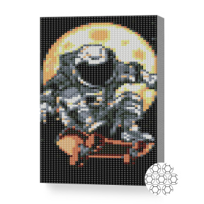 Cosmonaut pe rachetă, 20x30 cm, mozaic cu diamante