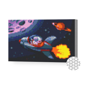 Cosmonaut în rachetă, 20x30 cm, mozaic cu diamante