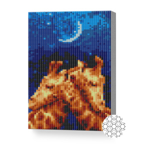 Îmbrățișarea girafelor, 20x30 cm, mozaic cu diamante