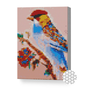 Pasărea exotică, 20x30 cm, mozaic cu diamante