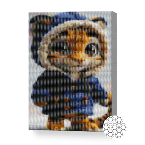 Pui de tigru în scurtă, 20x30 cm, mozaic cu diamante