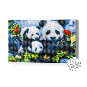 Familia urșilor panda, 20x30 cm, mozaic cu diamante