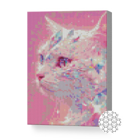 Pisică din cristale, 20x30 cm, mozaic cu diamante