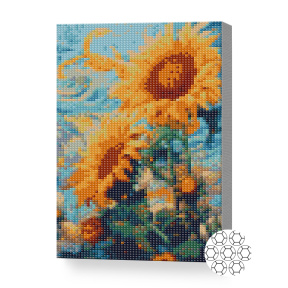 Floarea soarelui și cerul, 20x30 cm, mozaic cu diamante