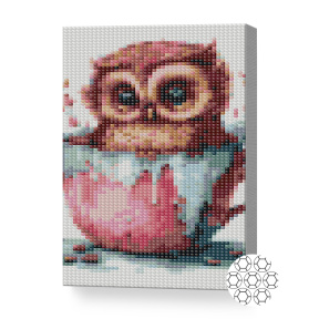 Bufniță în cană, 20x30 cm, mozaic cu diamante