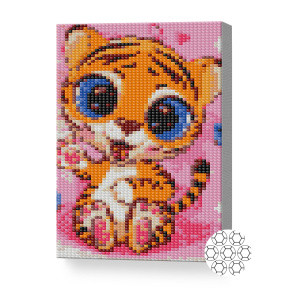 Tigru vesel, 20x30 cm, mozaic cu diamante