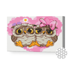 Cuplu de bufnițe, 20x30 cm, mozaic cu diamante