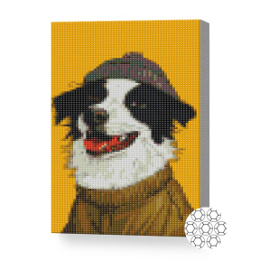 Câine mișto, 20x30 cm, mozaic cu diamante