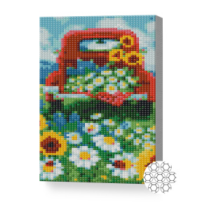 Camionul cu flori, 20x30 cm, mozaic cu diamante
