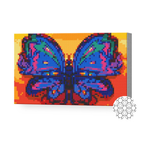 Fluture viu-colorat, 20x30 cm, mozaic cu diamante