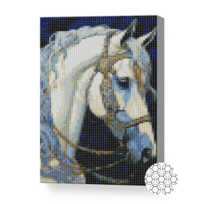 Cal alb, 20x30 cm, mozaic cu diamante