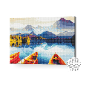 Ziua însorită în munți, 30x40 cm, mozaic cu diamante