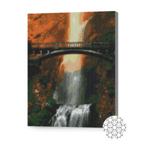 Cascadă și podul, 30x40 cm, mozaic cu diamante