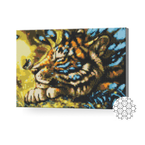 Tigru fantastic și fluture, 30x40 cm, mozaic cu diamante