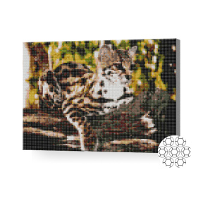 Ocelot, 30x40 cm, mozaic cu diamante