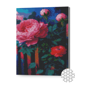 Flori de noapte, 30x40 cm, mozaic cu diamante