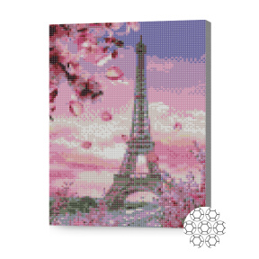Paris roz, 30x40 cm, mozaic cu diamante