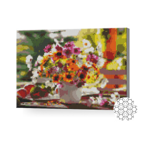 Buchet de la țară, 30x40 cm, mozaic cu diamante