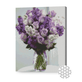 Buchet mov, 30x40 cm, mozaic cu diamante