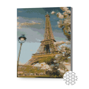 Copaci înfloriți la Paris, 30x40 cm, mozaic cu diamante
