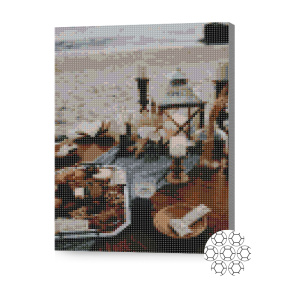 Picnic pe litoral, 30x40 cm, mozaic cu diamante