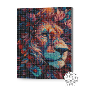 Leu înflorit, 30x40 cm, mozaic cu diamante
