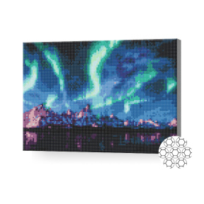 Aurora boreală peste munți, 30x40 cm, mozaic cu diamante