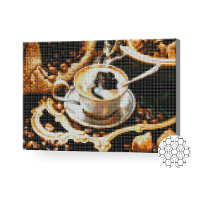 Cafea și boabe, 30x40 cm, mozaic cu diamante