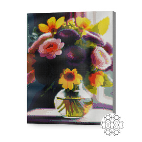 Buchet aprins, 30x40 cm, mozaic cu diamante