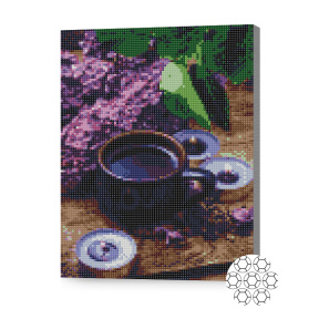 Liliac și cafea, 30x40 cm, mozaic cu diamante