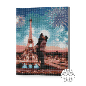 Sărutul la Paris, 30x40 cm, mozaic cu diamante