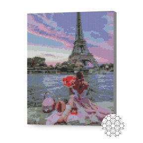 Întâlnirea la Turnul Eiffel, 30x40 cm, mozaic cu diamante