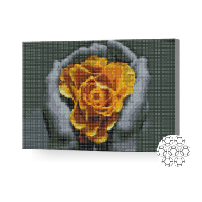 Trandafir galben, 30x40 cm, mozaic cu diamante