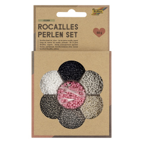 Set de mărgele Rocailles, mărgele ARGINTII 90 g, fir de nailon 3x1 m, 3 închizători