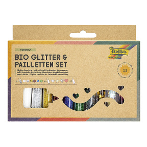 Set de sclipici și paiete bio, cu adeziv universal (10+1)