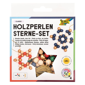Mărgele stea din lemn, set, multicolore, 246 bucăți