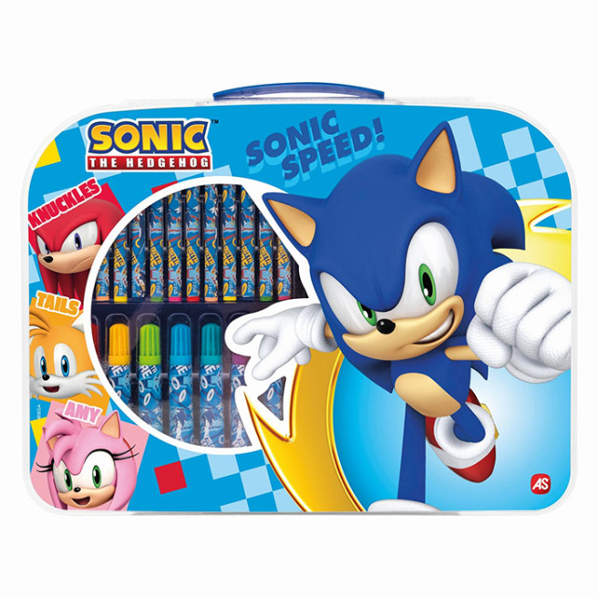Set pentru desen în valiză Sonic, 34 articole