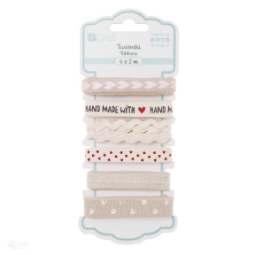 Набор ленточек для декора, Handmade with love, 6*2 м