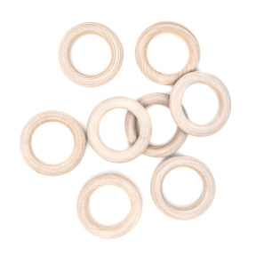 Inele din lemn pentru macrame 45 mm, 8 bucăți