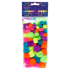 Pompoane acrilice mix neon, 78 bucăți