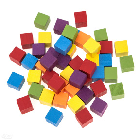 Cuburi colorate din lemn 15x15 mm, 49 bucăți