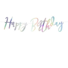 Баннер Happy Birthday, перламутр, 16.5 x 62 см